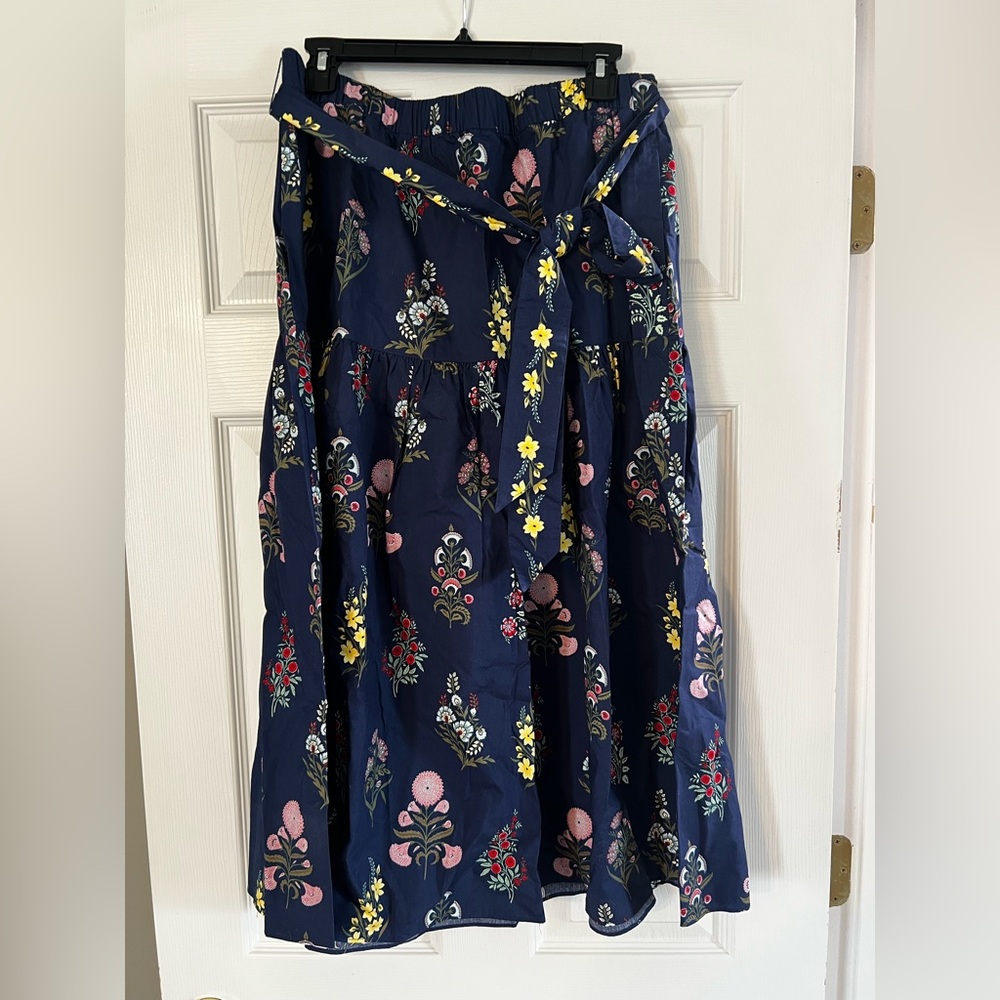 Talbots Navy Floral A-Line Skirt